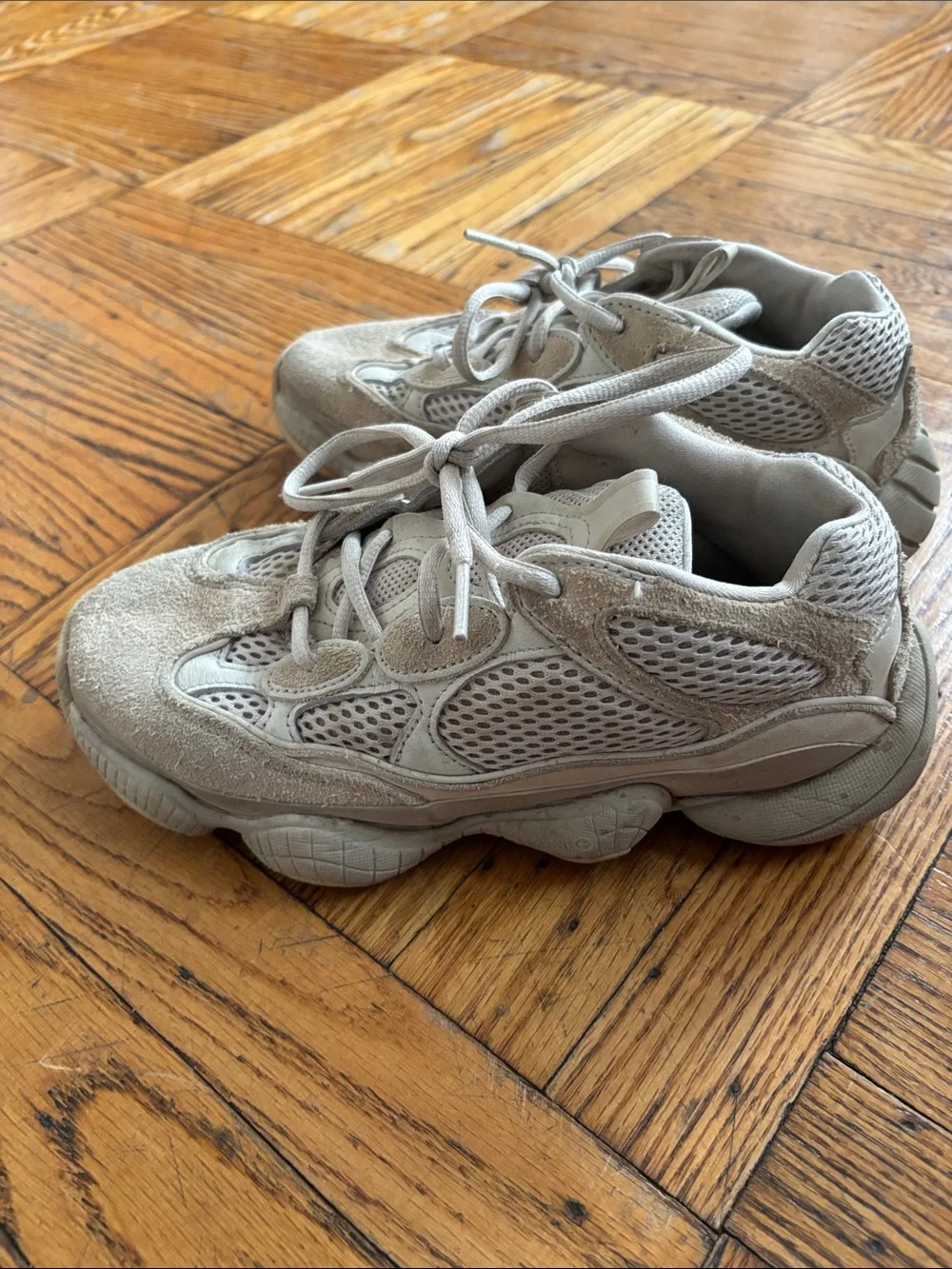 Yeezy Kids Tan Suede & Mesh Sneakers